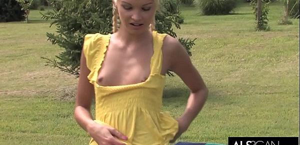  Perky Farmers Daughter Gets Herself Off on a Bale of Hay